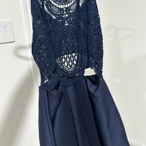 Charlotte Russe Dresses | Navy Blue Charlotte Russe Crochet Dress | Color: Blue | Size: L | Kaylahenry08's Closet